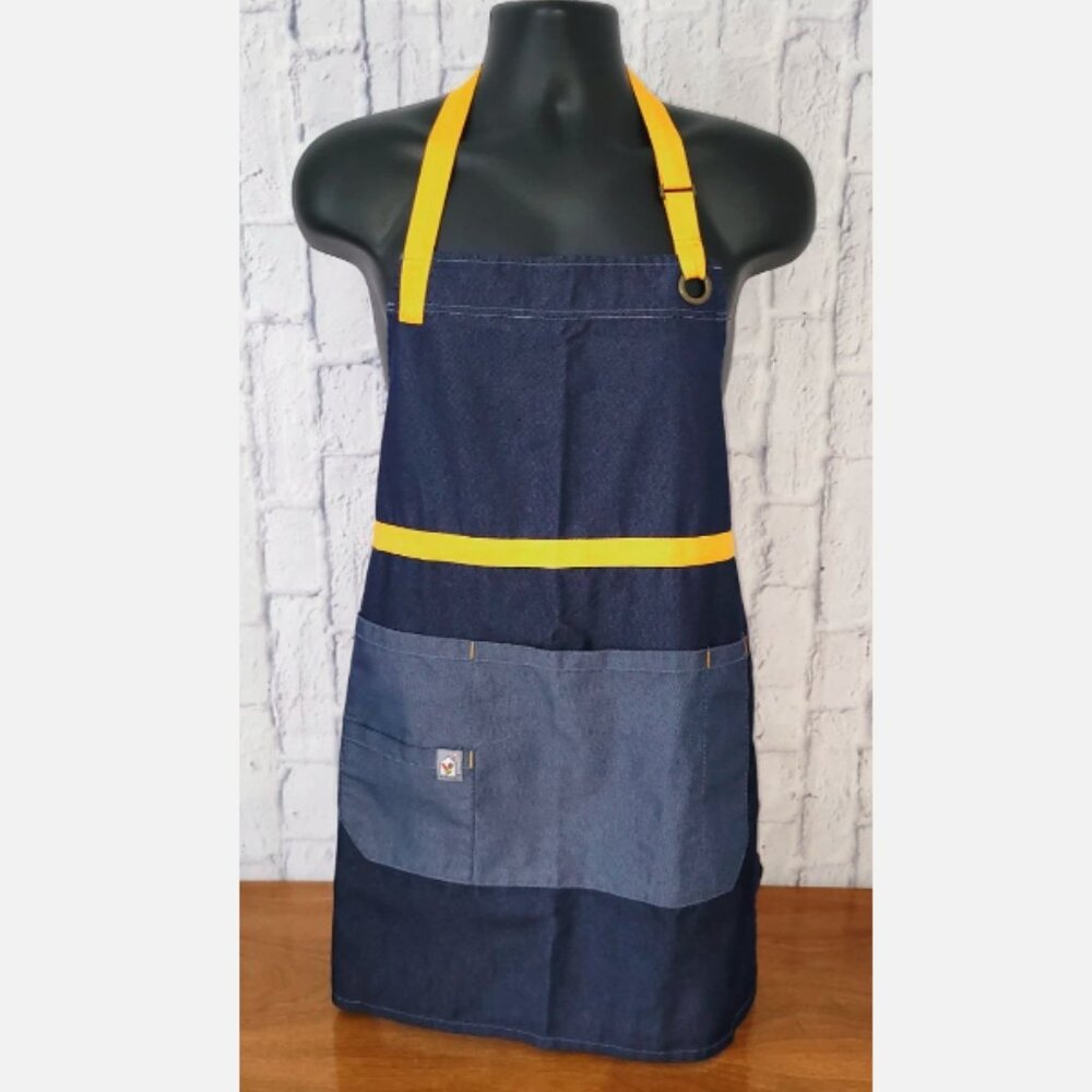 McDonald's Employee Denim Apron With Yellow Adjustable Straps & Ties RMHC NWOT